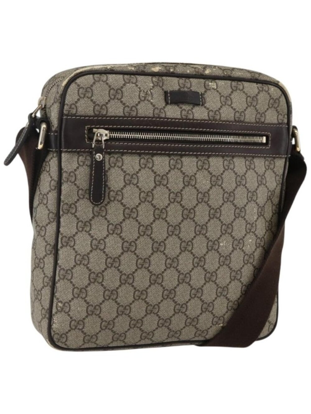 Authentic GUCCI GG Supreme Shoulder Bag PVC Beige Gold 201448